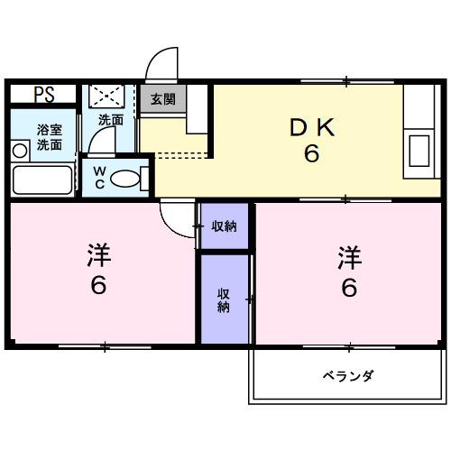 セゾン錦里(2DK/2階)の間取り写真
