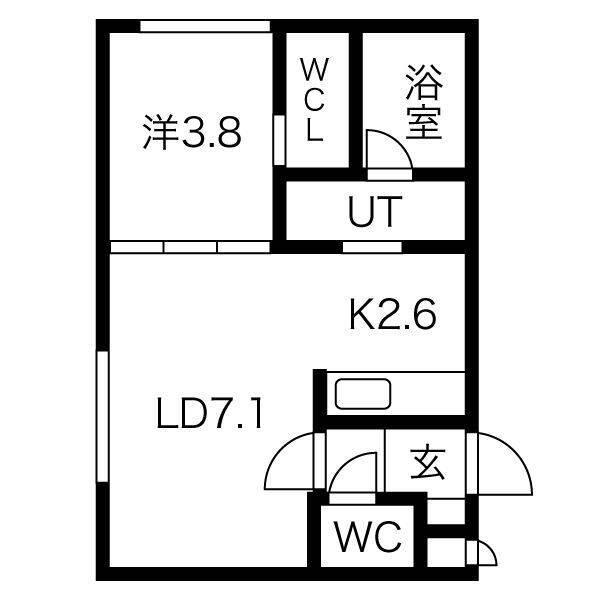 ガーデンN24(1LDK/2階)の間取り写真