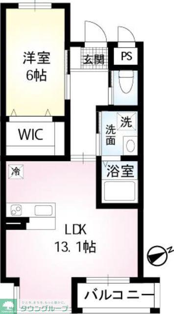 ウエストノーブル(1LDK/2階)の間取り写真
