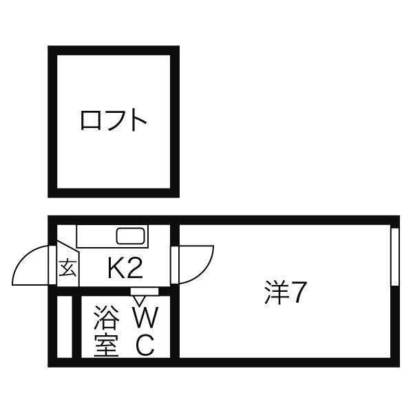 サングレース(1K/1階)の間取り写真