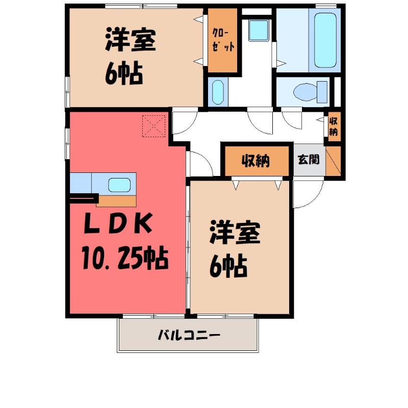 ウィル・ボナールB(2LDK/2階)の間取り写真
