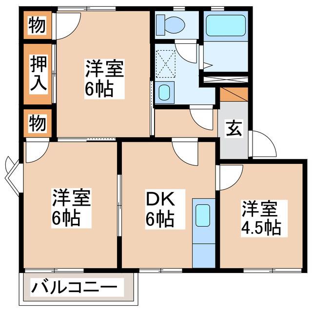 グリーンビレッジ D(3DK/1階)の間取り写真