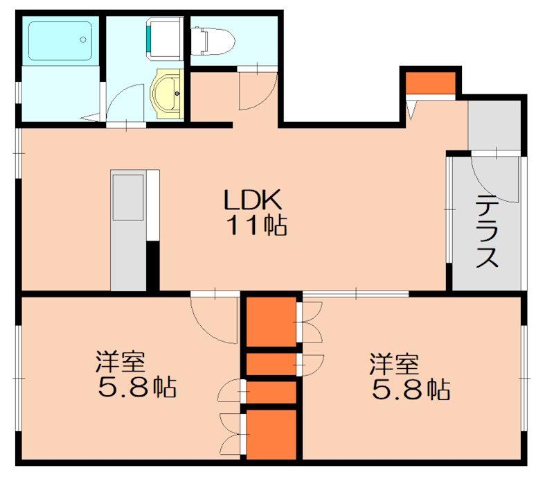 ハーマジェスティー(2LDK/1階)の間取り写真
