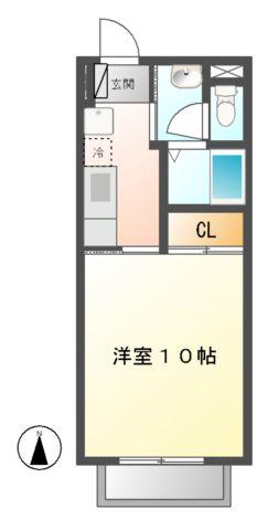 A&Nヒルズ B(1K/1階)の間取り写真