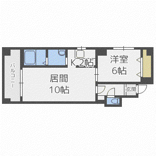 OMレジデンス石山通(1LDK/4階)の間取り写真