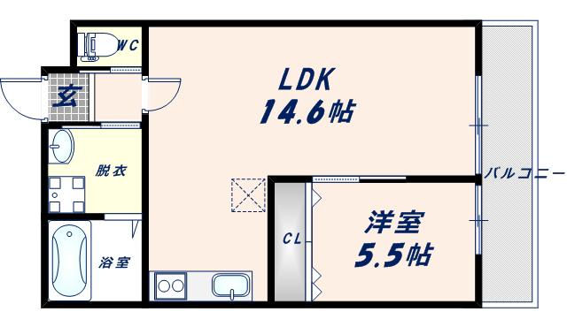 ミワパラディ新今里(1LDK/3階)の間取り写真