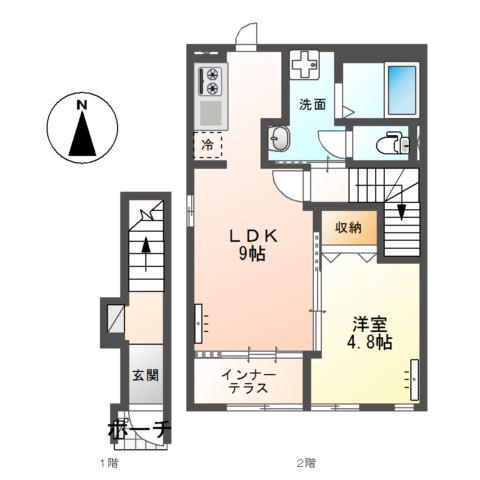 WARM(1LDK/2階)の間取り写真