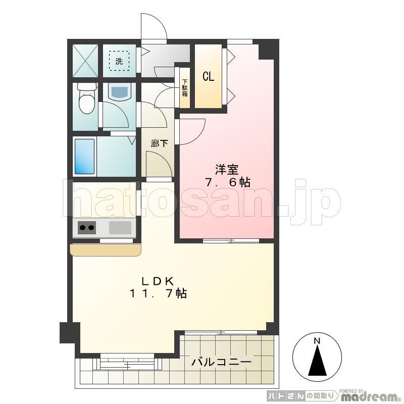 ルシェール飯綱山(1LDK/1階)の間取り写真