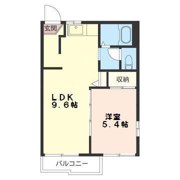 ハイツ大下第三(1LDK/2階)の間取り写真