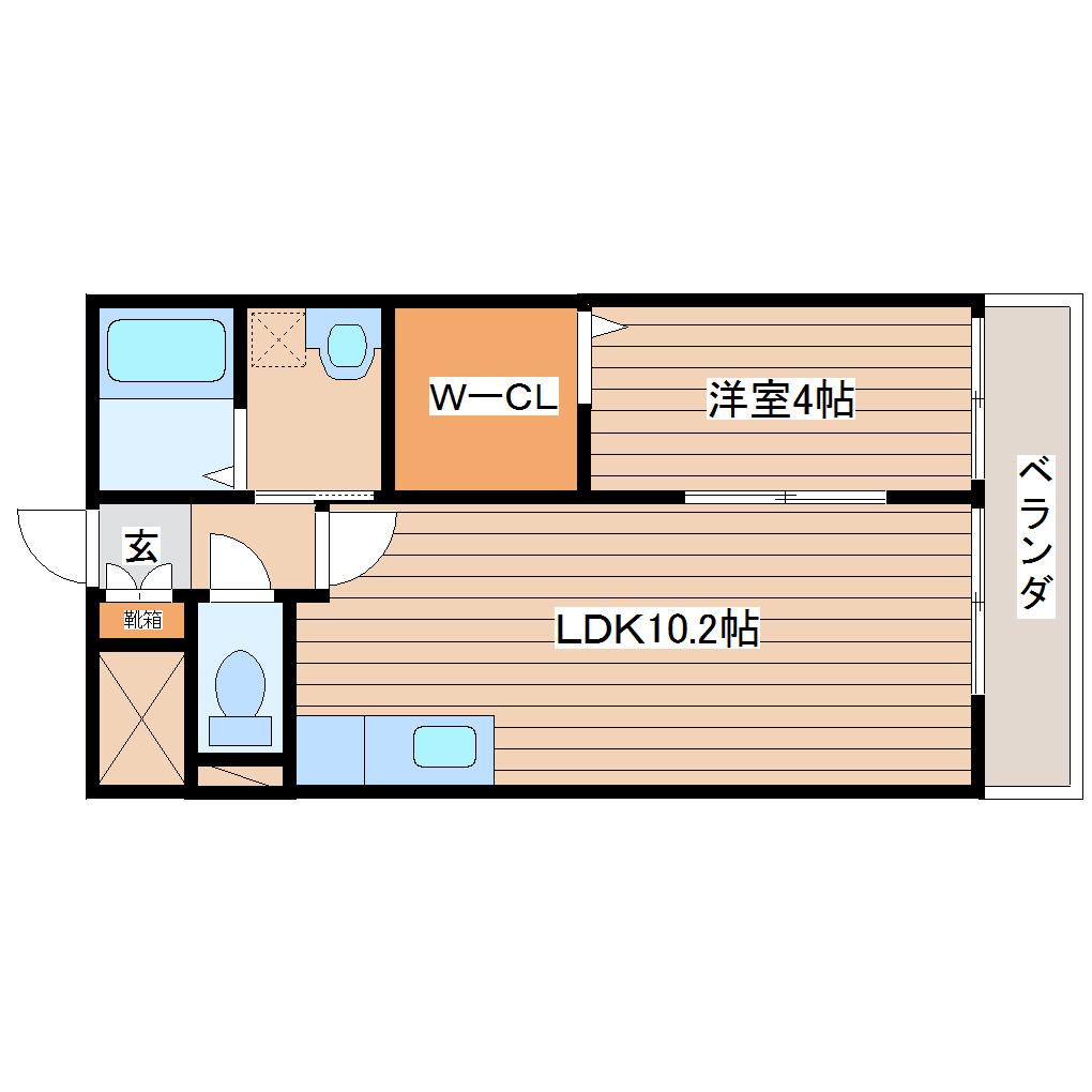 カナディアンコート長町南(1LDK/1階)の間取り写真