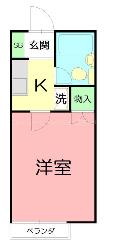 ハイグレードムツアイ(1K/2階)の間取り写真