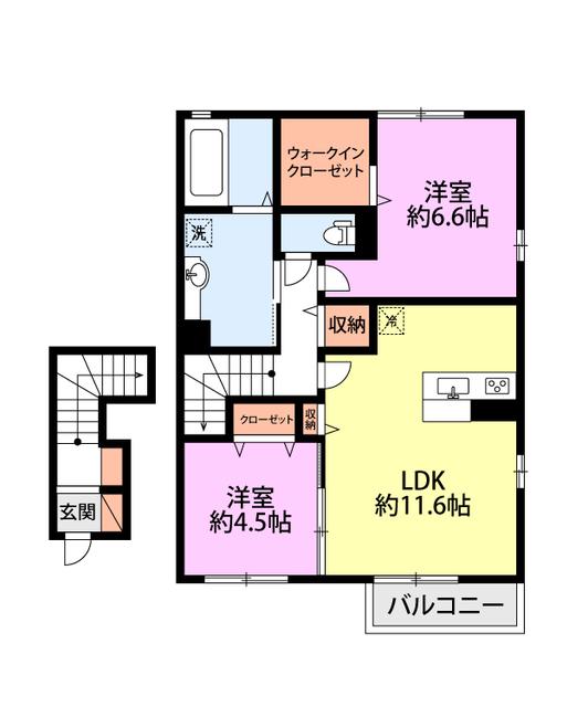 ラフィーネ(2LDK/2階)の間取り写真