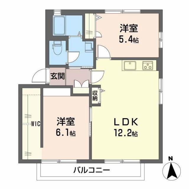 プロムナード蒲原 A棟(2LDK/1階)の間取り写真