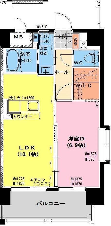 チェルシー神宮外苑(1LDK/5階)の間取り写真