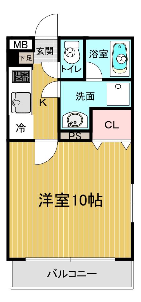 ピュアブリス中山道(1K/3階)の間取り写真
