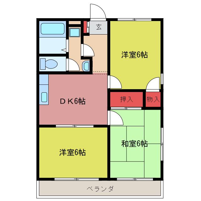 メゾン杉山(3DK/3階)の間取り写真