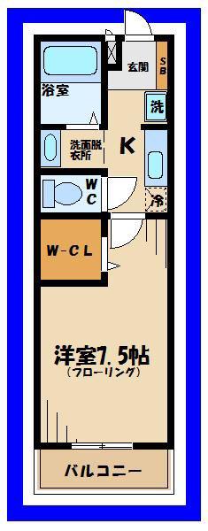 ストークコートⅡ(1K/1階)の間取り写真