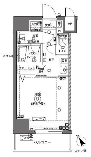 ZOOM横浜(1K/4階)の間取り写真