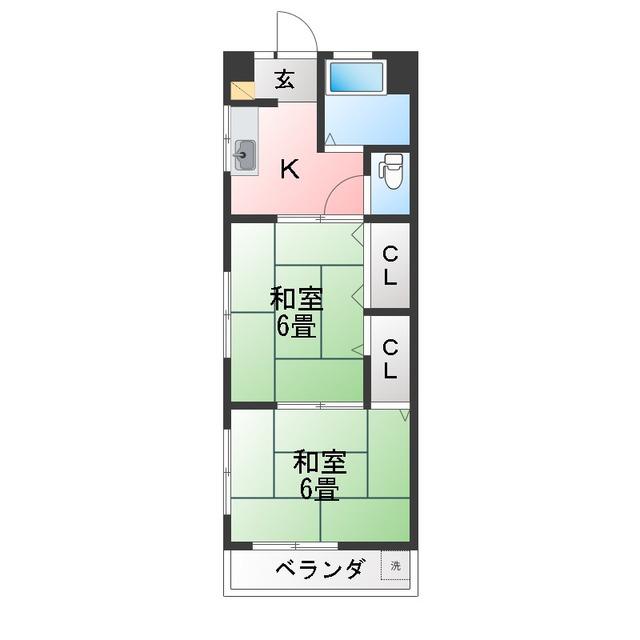 マンション光愛(2DK/2階)の間取り写真