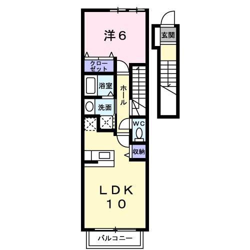 フリーデ嵐山(1LDK/2階)の間取り写真