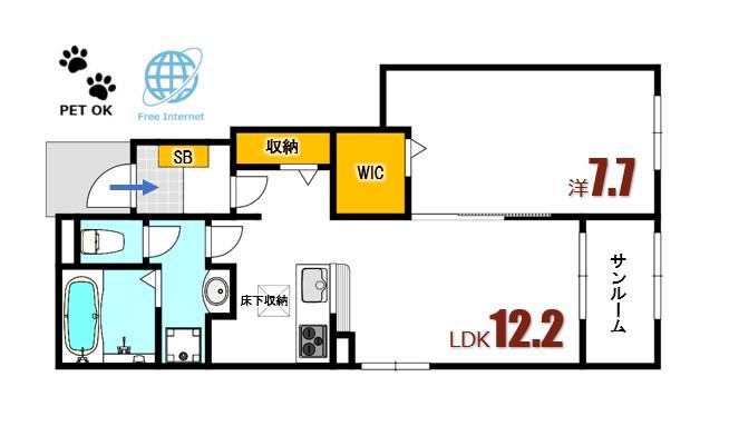 ヒルズ ミューズ(1LDK/1階)の間取り写真