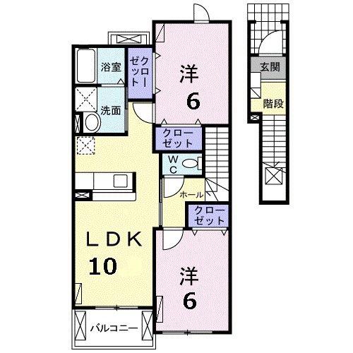 プリベドゥース(2LDK/2階)の間取り写真