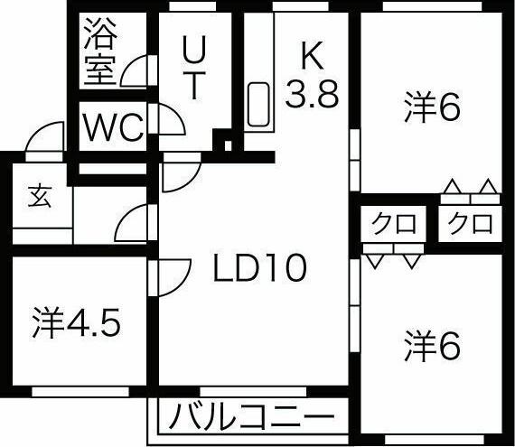リオコート(3LDK/4階)の間取り写真