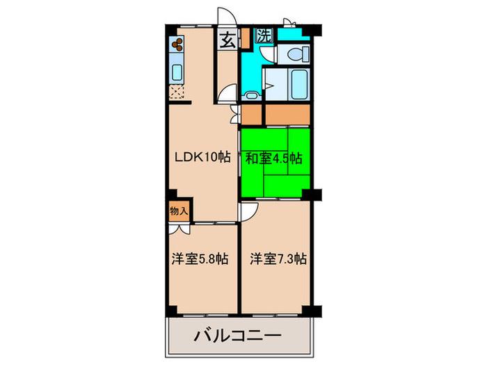 プラザ・ディア(3LDK/4階)の間取り写真