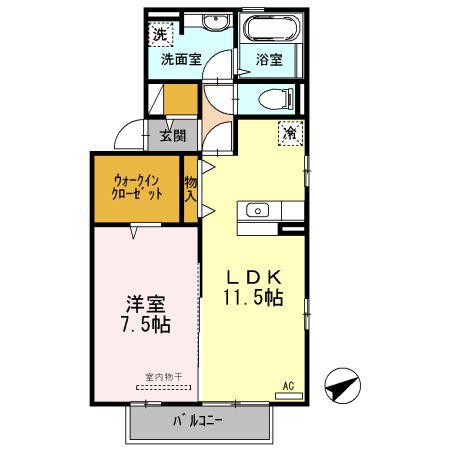 プリーマM(1LDK/2階)の間取り写真