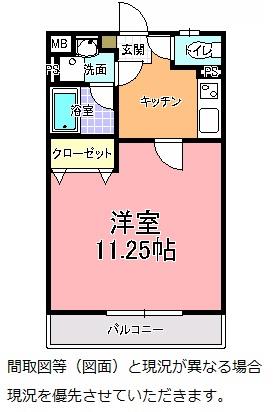 エルミタージュ(1K/2階)の間取り写真