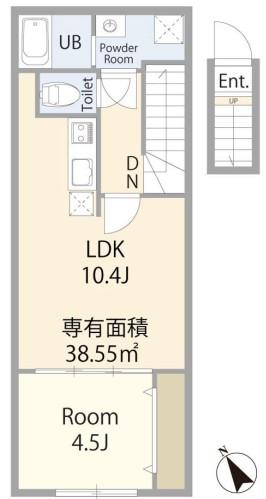 エテルノヴァローレ一之江(1LDK/1階)の間取り写真
