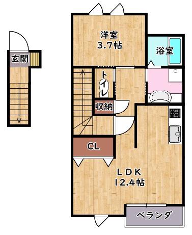 DHCR彦根古沢町(1LDK/2階)の間取り写真