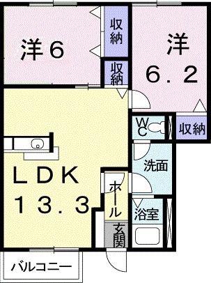シャングリラ(2LDK/1階)の間取り写真