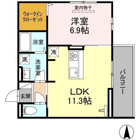 D-ROOM五十川(1LDK/3階)の間取り写真