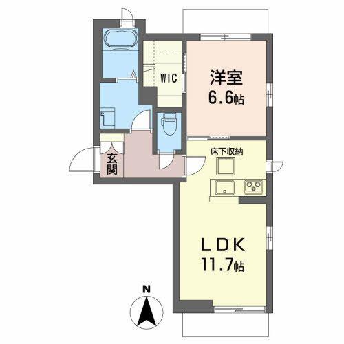パレス白鳥(1LDK/1階)の間取り写真