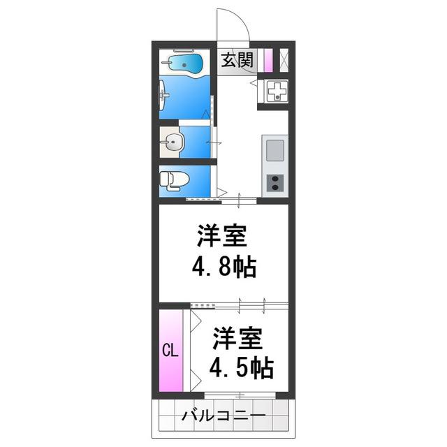 エムステージ平野本町II(2K/3階)の間取り写真