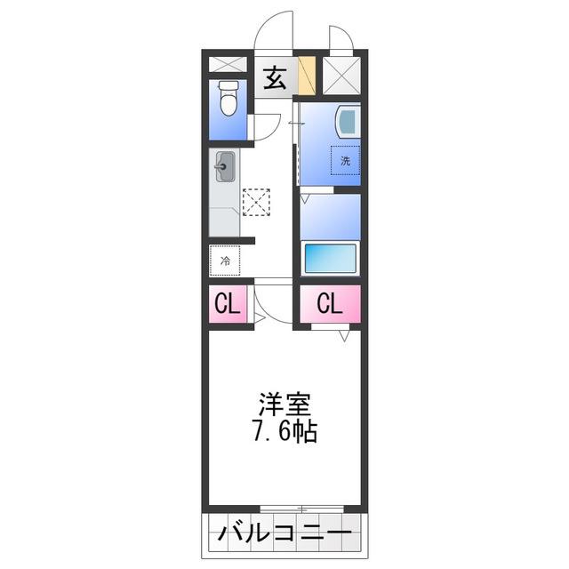 ユウパレス和泉中央(1K/2階)の間取り写真