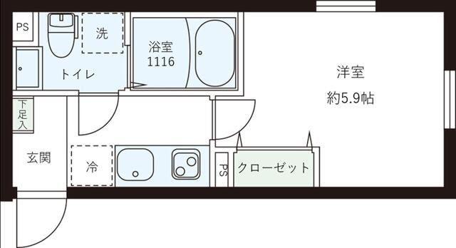 レピュア目黒本町レジデンス(1K/1階)の間取り写真