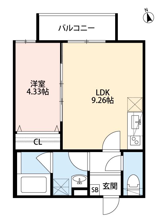 CASA DI LAPIN(1LDK/3階)の間取り写真
