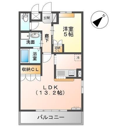 グラン・ウッドB(1LDK/2階)の間取り写真