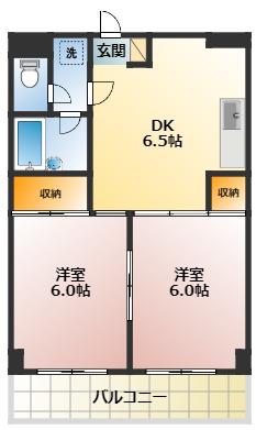 サンフィールドハイツ(2DK/2階)の間取り写真