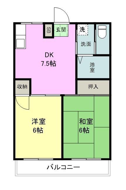 アメニティ領家(2DK/2階)の間取り写真