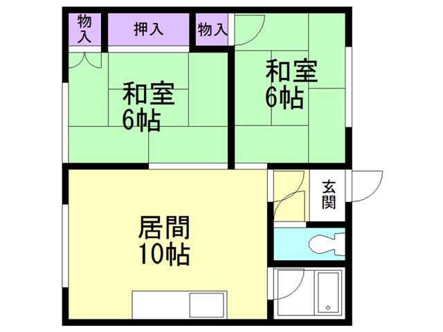 コーポリベルテ緑(2LDK/2階)の間取り写真