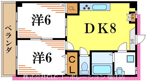 マルツコーポ(2DK/1階)の間取り写真