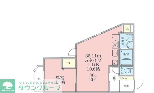 TALIESIN FD(1LDK/3階)の間取り写真