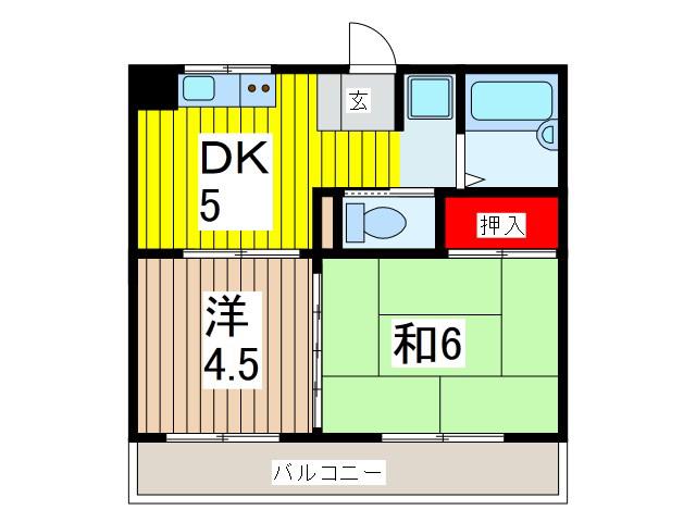 メゾン矢澤(2DK/1階)の間取り写真