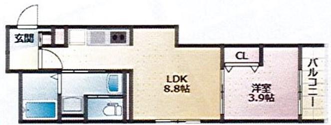 ALEGRIA飾磨(1LDK/2階)の間取り写真