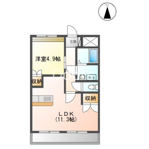 エルガーデン白石(1LDK/2階)の間取り写真