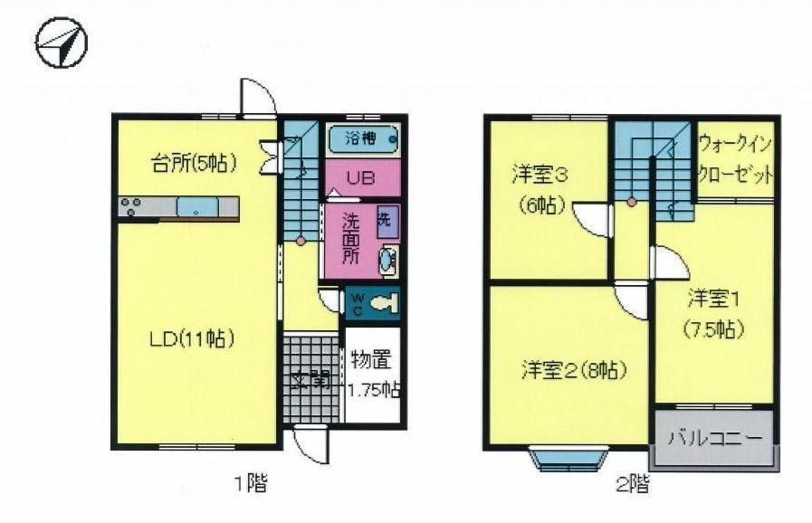 リーヴァきよすみD(3LDK/1階)の間取り写真