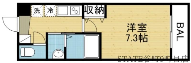フォレ長堀通南(1K/2階)の間取り写真